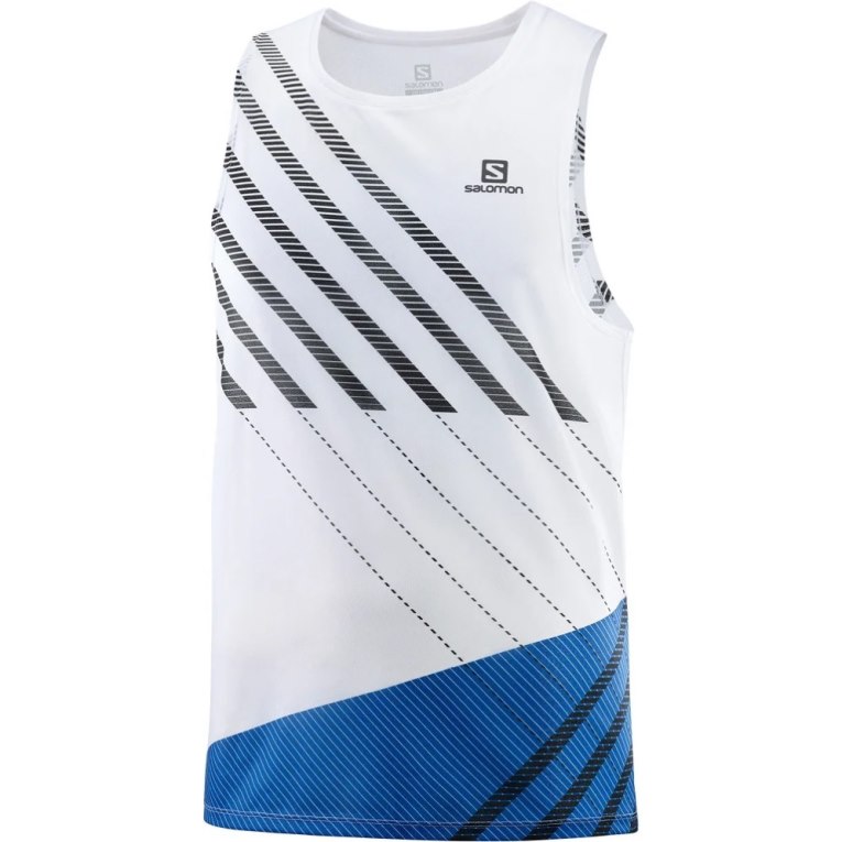 Salomon Sense Aero Singlet Men's Tanks White / Blue | CA 58U21
